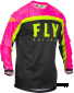 Футболка для мотокросса FLY RACING F-16 розовая/чёрная/Hi-Vis жёлтая (2020) (детская)