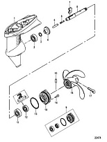 Корпус редуктора в сборе, карданный вал 4-Х ТАКТНОГО ПЛМ MERCURY 3.5 Серийный номер от 0R131842 и выше