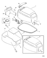 Верх капота 2-х тактного ПЛМ MERCURY 40 M Серийный номер от 1B000001 и выше